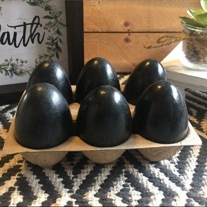 6 Black Wood Easter Eggs